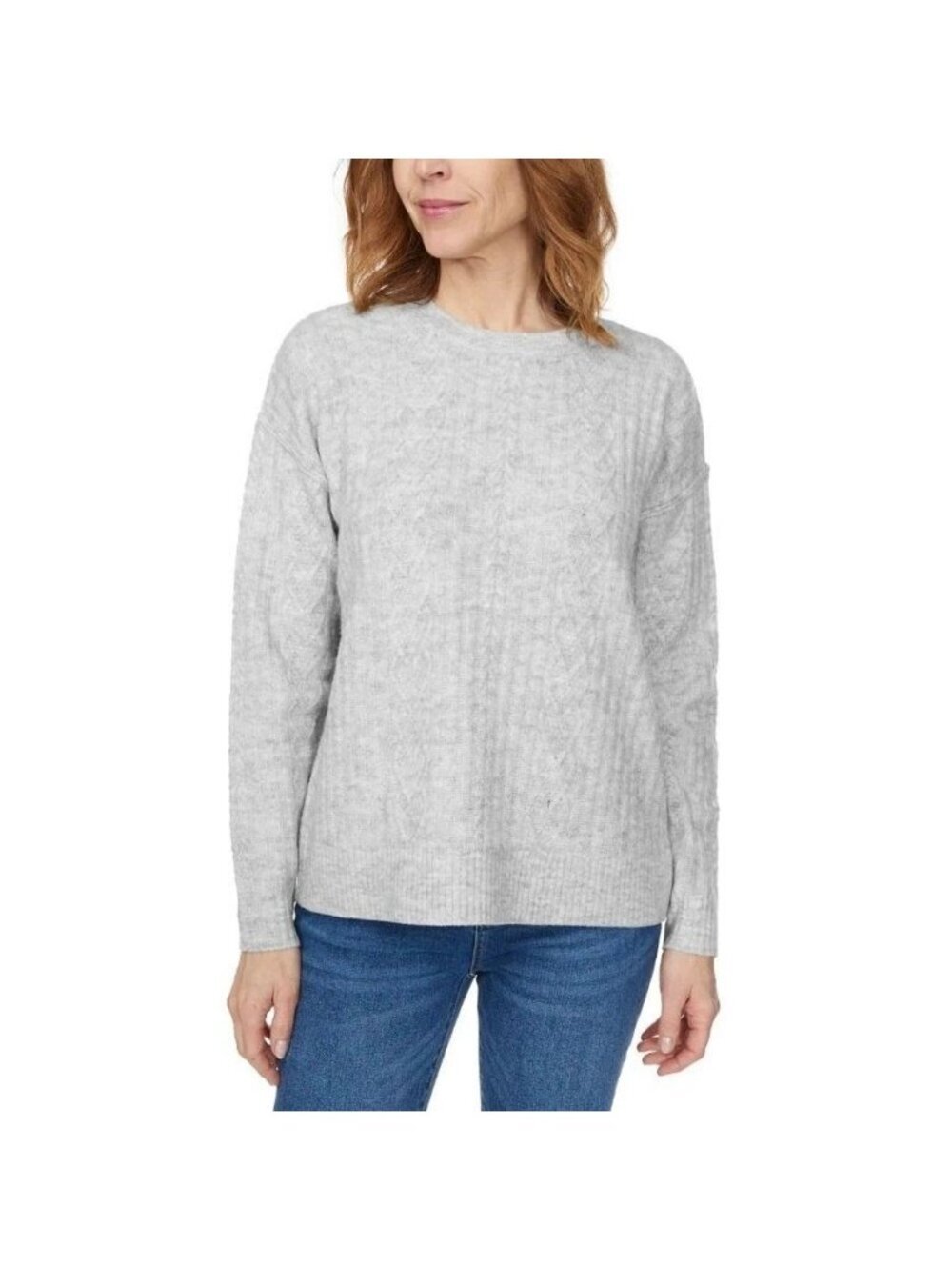 NWT Legendary Outfitters Women's S Gray  Cozy Cable Knit Sweater Acrylic Blend